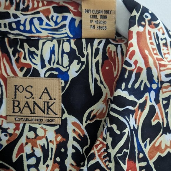 NEW Pure Silk Fish Pattern Hawaiian Shirt JOS A. BANK MEN'S M Wick Batik Style - Picture 6 of 13